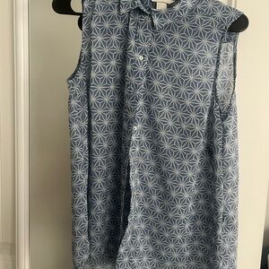 H&M Blue and White Geometric Blouse